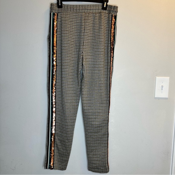 Maeve by Anthropologie Plaid Sequin Flare Women Slack Pants XS - Picture 4 of 11